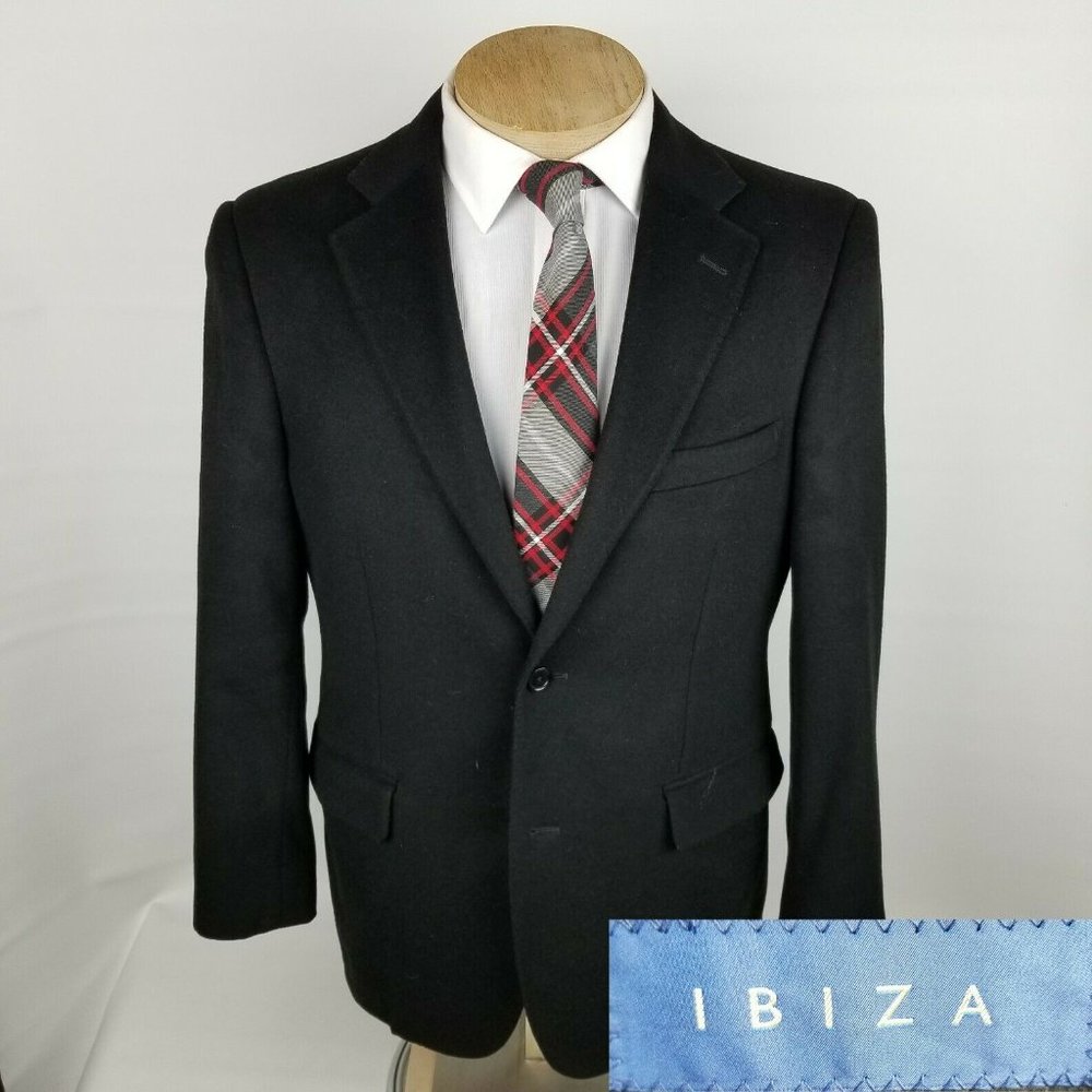 Ibiza Pirano Mens Sport Coat 40R Cashmere Black